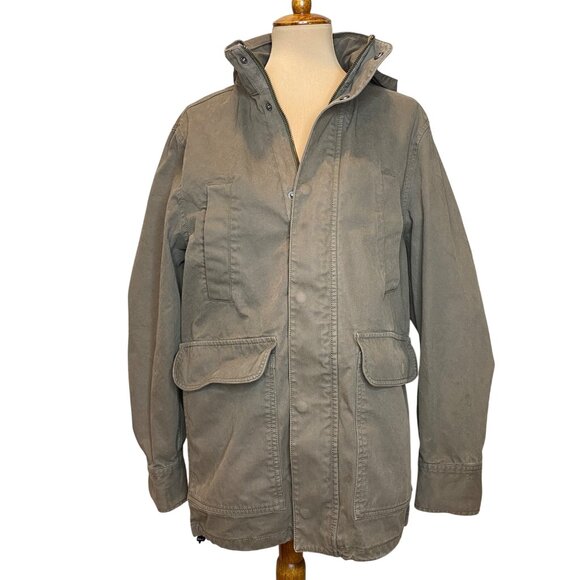 Madewell Olive Green Hooded Utility Chore Jacket With Front Pockets & Drawstring - Picture 1 of 8